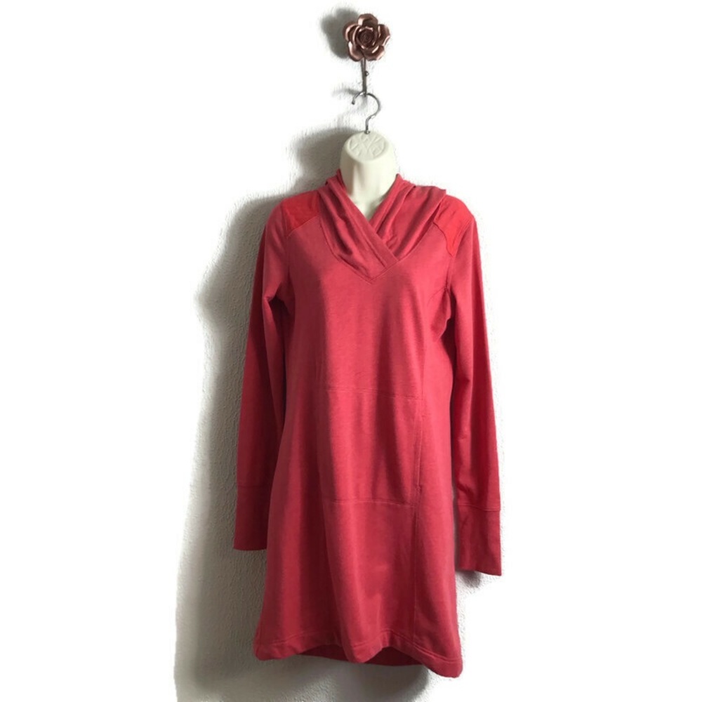 Lole Red Heather Hooded Tunic Sweatshirt Dress